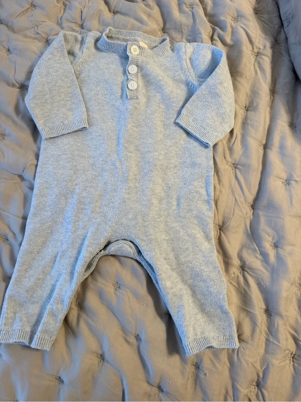 Baby Gap Classic Baby Knit One-Piece Romper in Light Blue